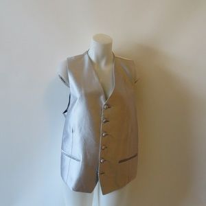 MENS VICTOR TALBOTS SILVER/GREY SILK VEST SZ  XL*